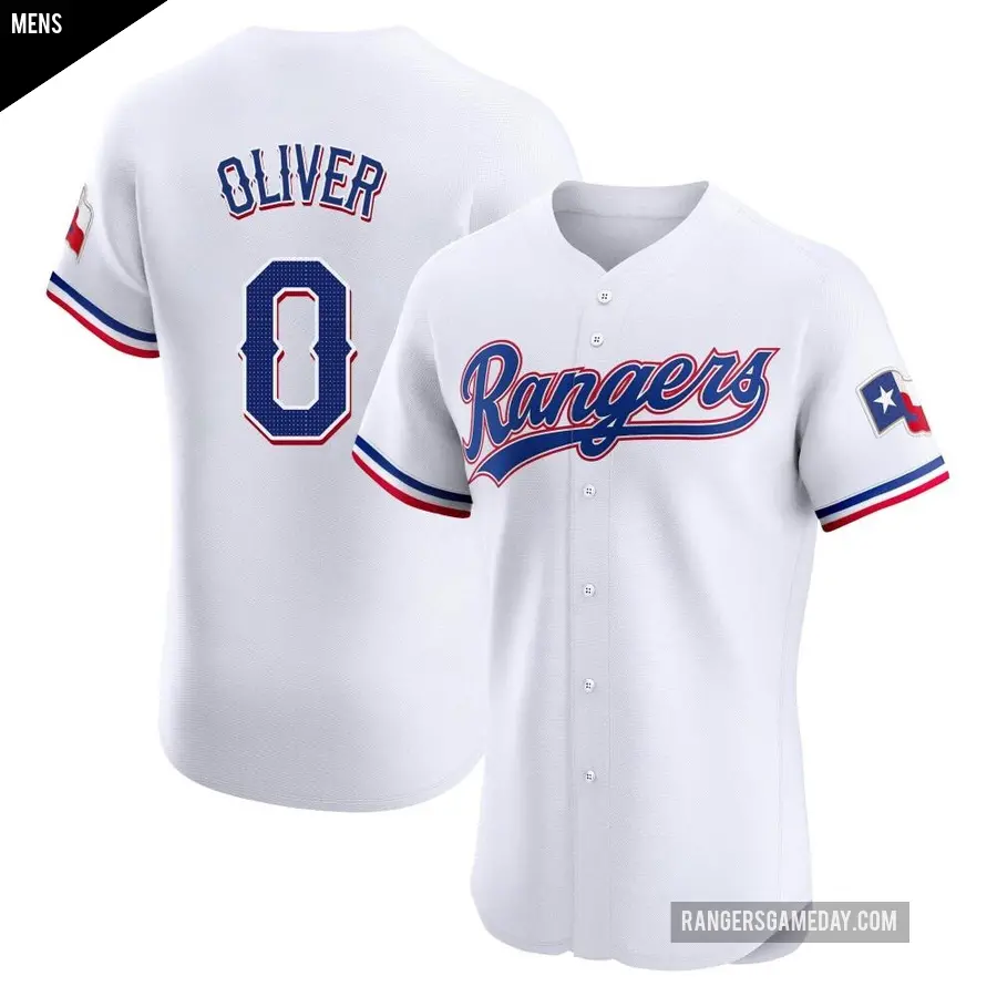 Men's Texas Rangers ＃0 Al Oliver Elite White Home Jersey