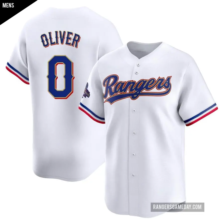 Men's Texas Rangers ＃0 Al Oliver Limited Gold White 2024 Collection Jersey