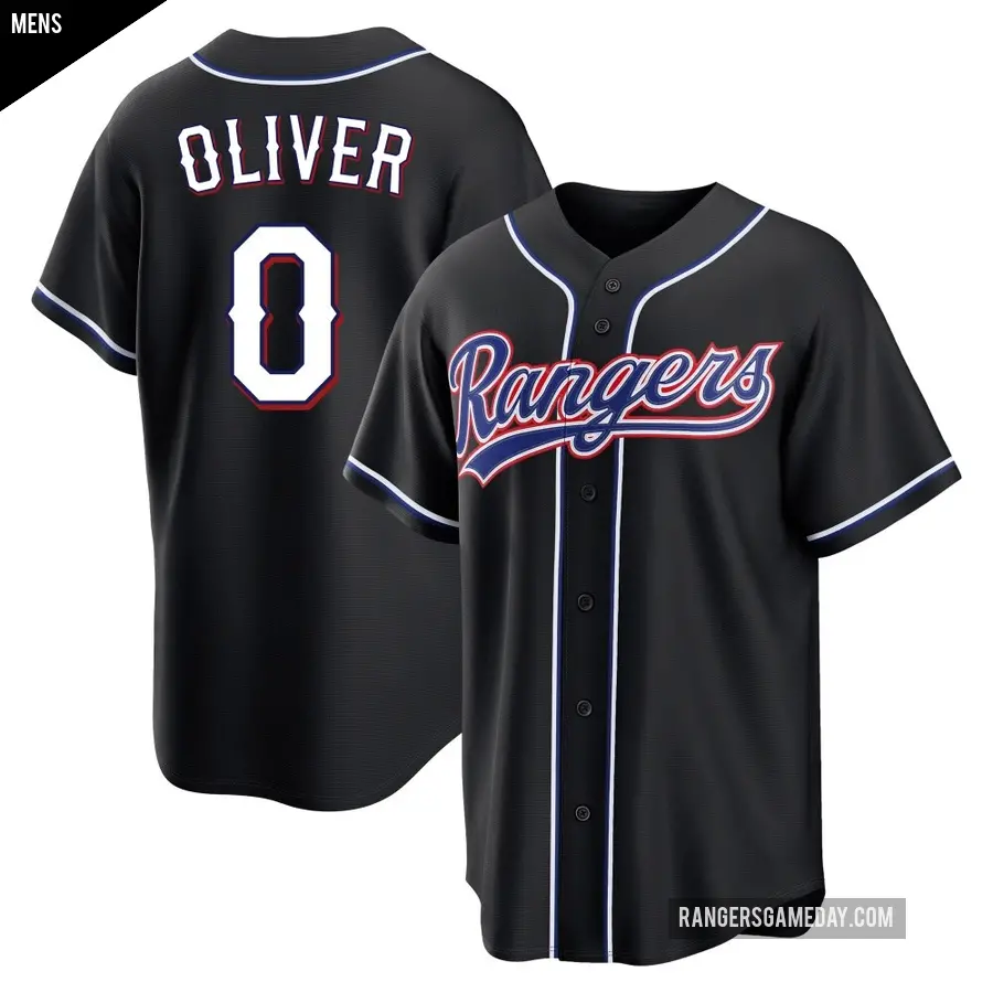 Men's Texas Rangers ＃0 Al Oliver Replica Black Fashion Out Jersey