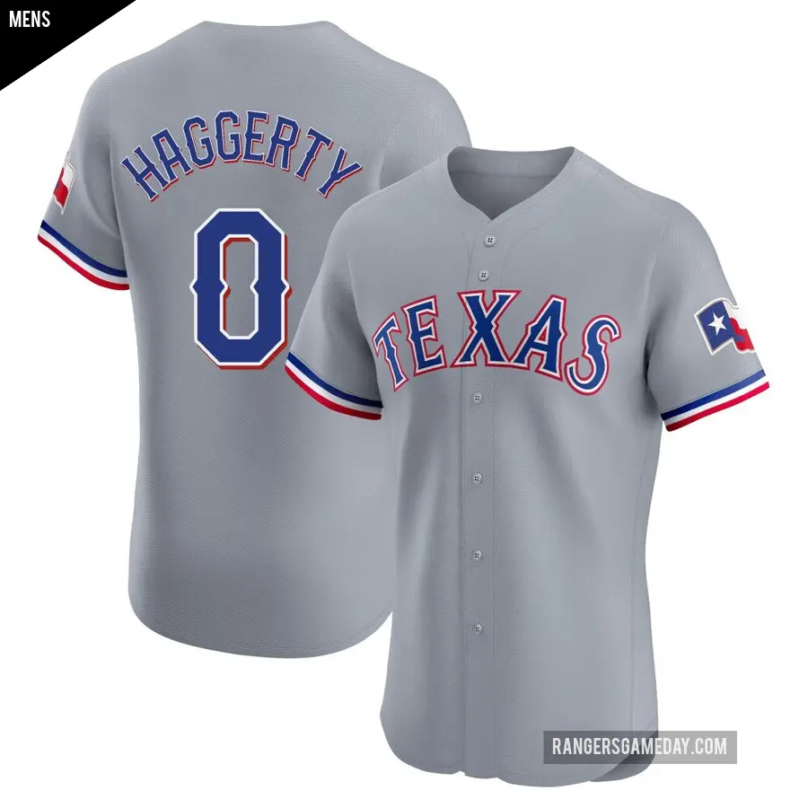Men's Texas Rangers ＃0 Sam Haggerty Elite Gray Road Jersey