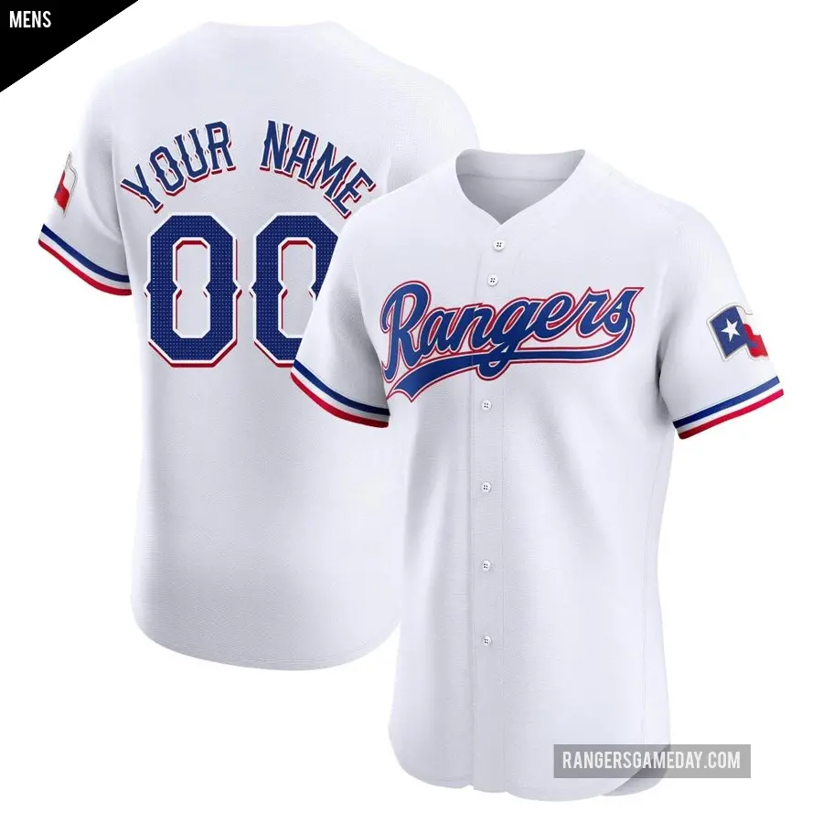 Men's Texas Rangers ＃00 Custom Elite White Home Jersey