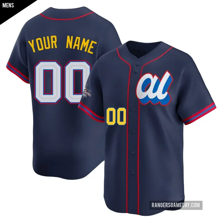 Men's Texas Rangers ＃00 Custom Limited Navy American League 2025 All-Star Edition Jersey