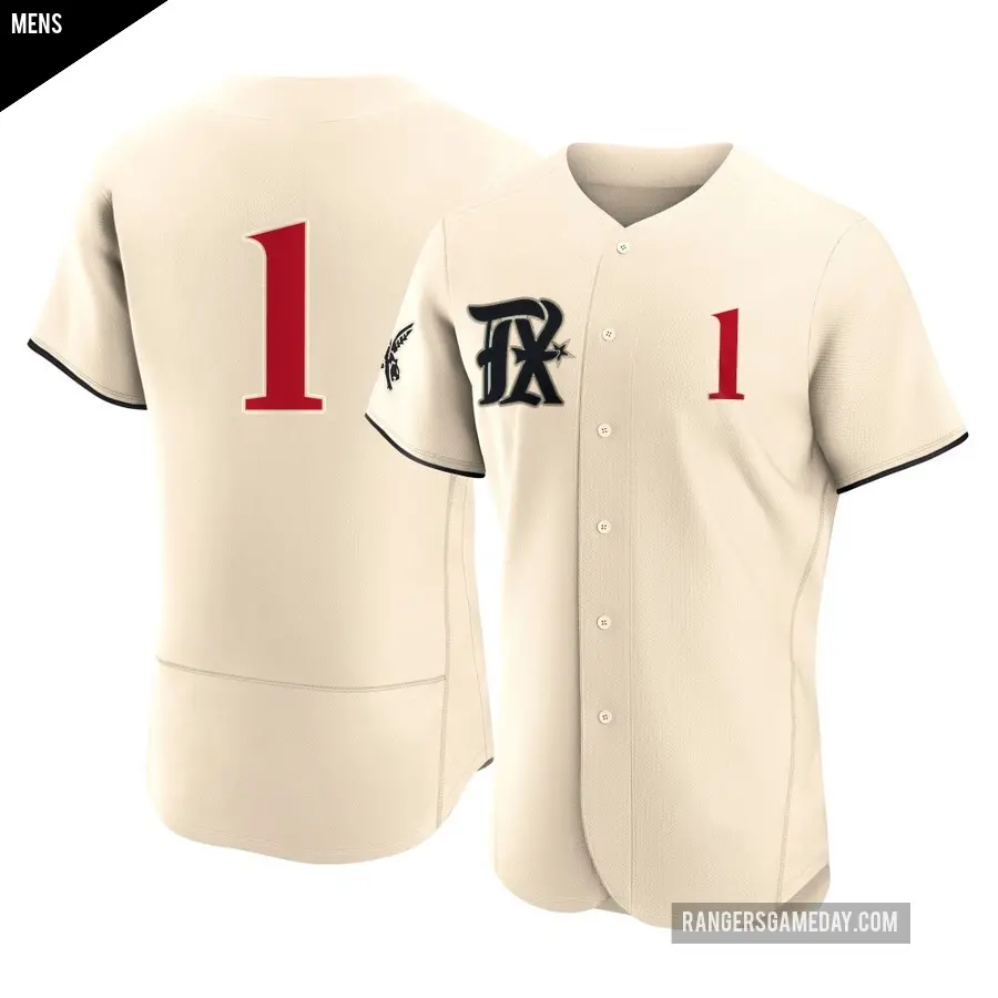 Men's Texas Rangers ＃1 Kevin Pillar Authentic Cream 2023 City Connect Jersey