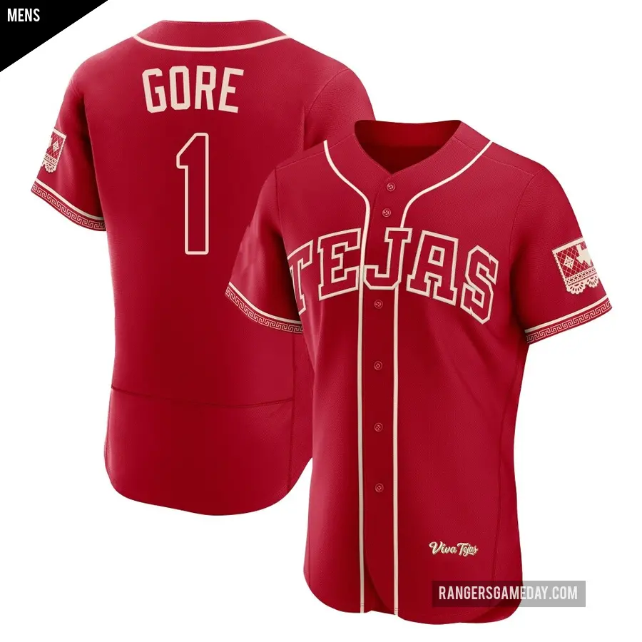 Men's Texas Rangers ＃1 MacKenzie Gore Authentic Red 2026 City Connect Stadium Jersey