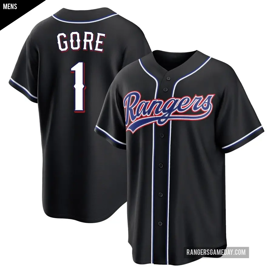 Men's Texas Rangers ＃1 MacKenzie Gore Replica Black Fashion Out Jersey