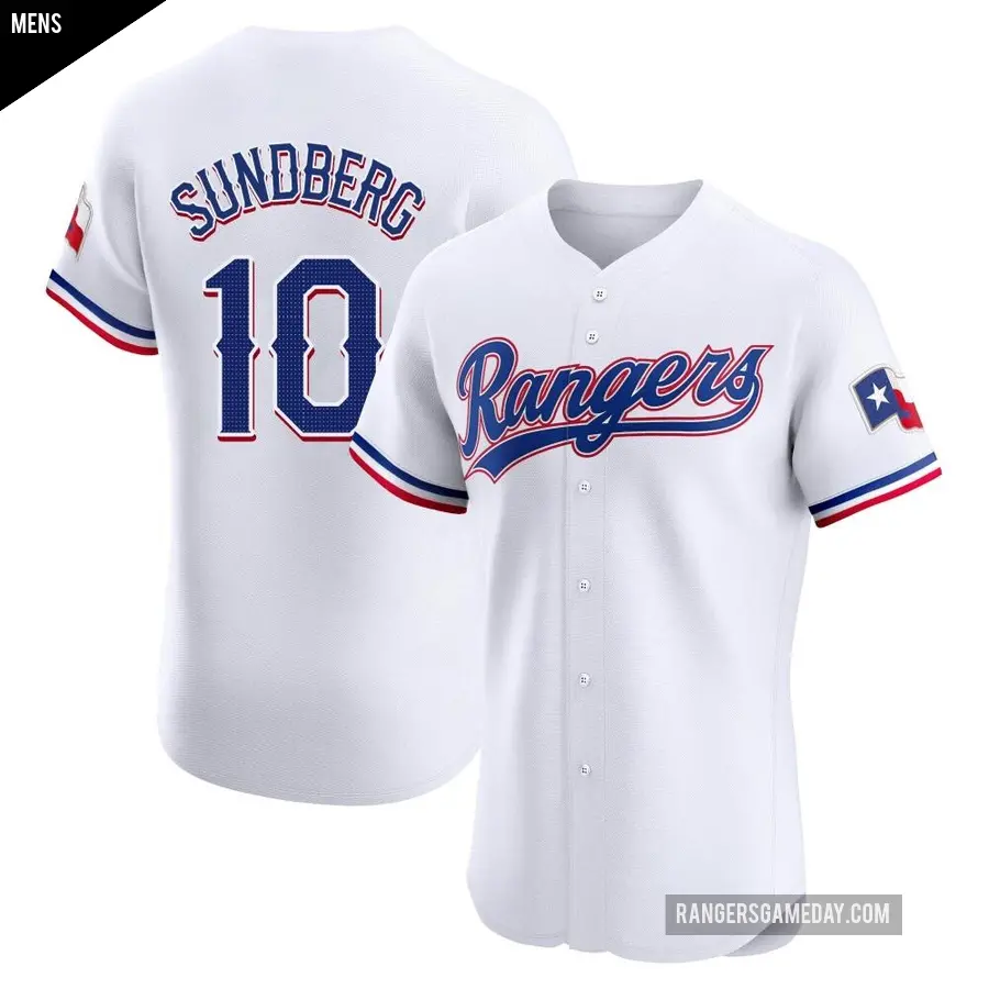 Men's Texas Rangers ＃10 Jim Sundberg Elite White Home Jersey