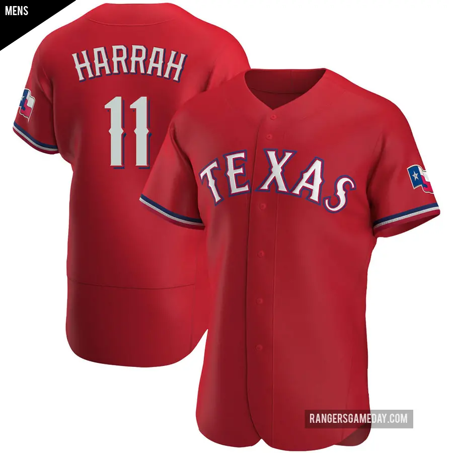 Men's Texas Rangers ＃11 Toby Harrah Authentic Red Alternate Jersey