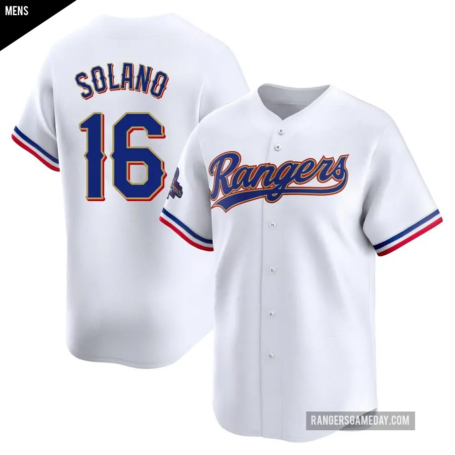 Men's Texas Rangers ＃16 Donovan Solano Limited Gold White 2024 Collection Jersey