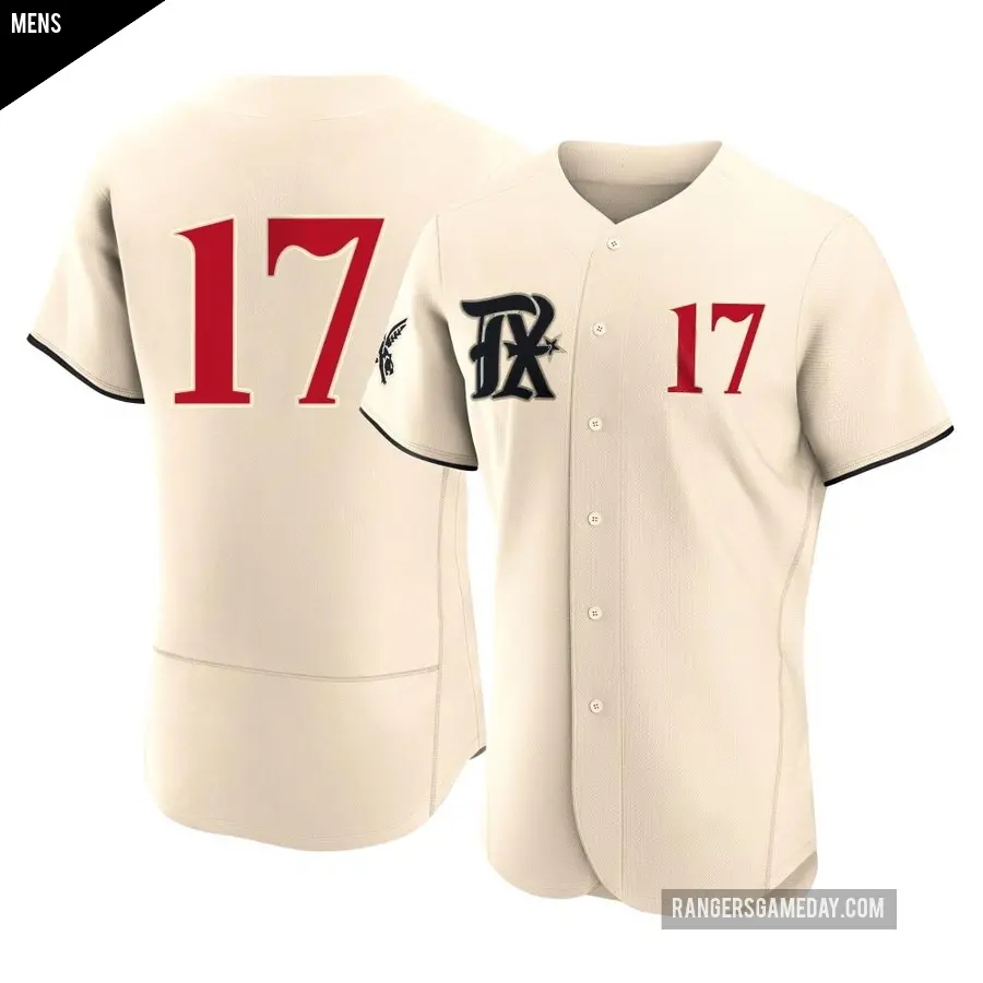 Men's Texas Rangers ＃17 Nathan Eovaldi Authentic Cream 2023 City Connect Jersey