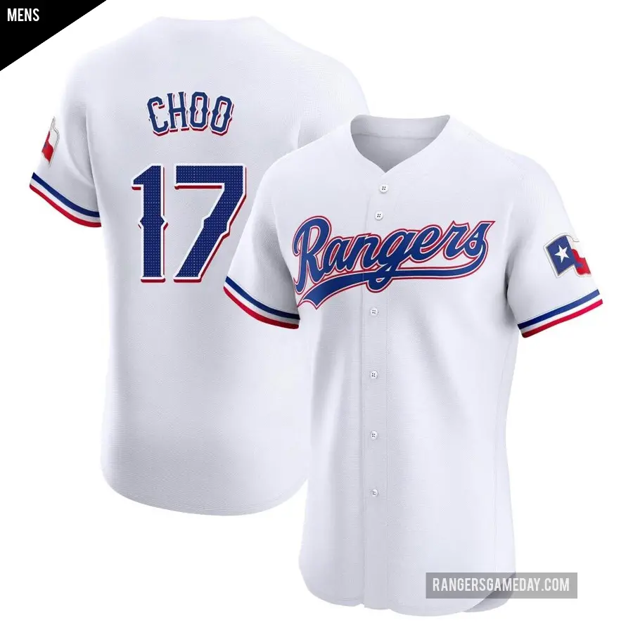 Men's Texas Rangers ＃17 Shin-Soo Choo Elite White Home Jersey