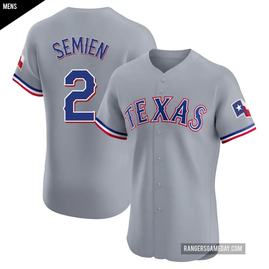 Men's Texas Rangers ＃2 Marcus Semien Elite Gray Road Jersey