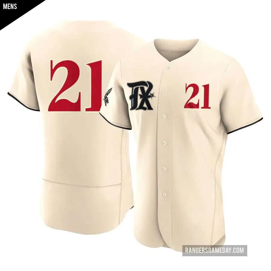 Men's Texas Rangers ＃21 Jake Burger Authentic Cream 2023 City Connect Jersey