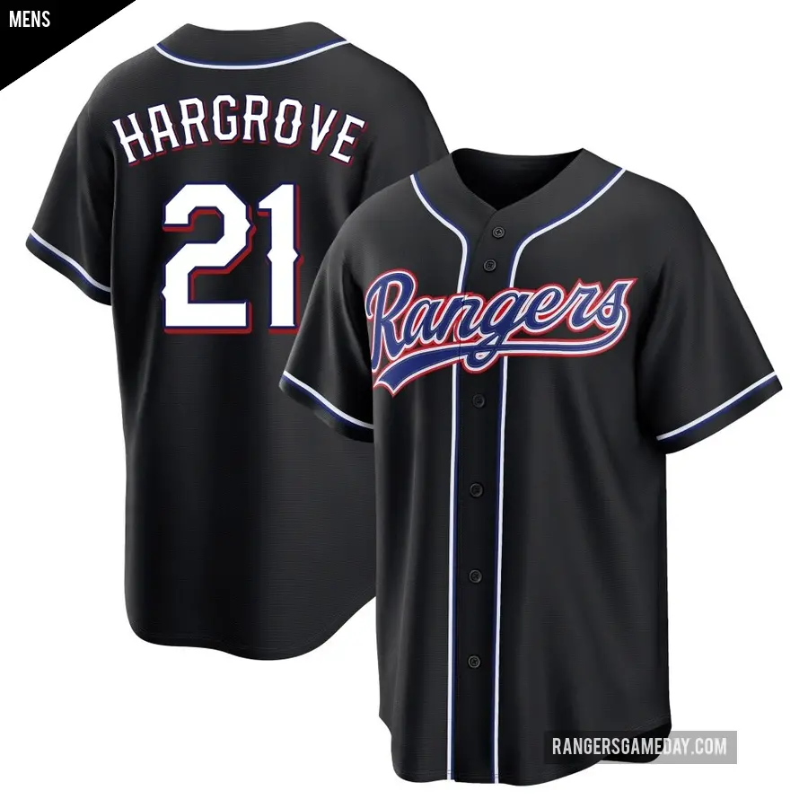 Men's Texas Rangers ＃21 Mike Hargrove Replica Black Fashion Out Jersey
