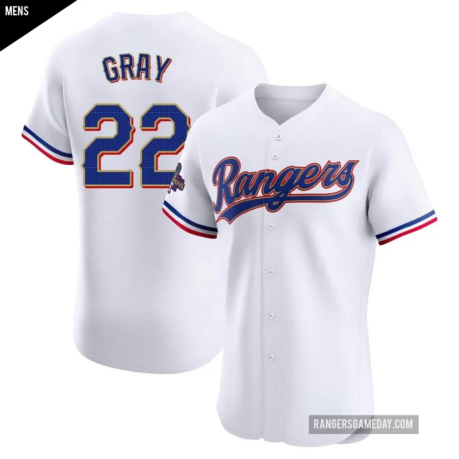 Men's Texas Rangers ＃22 Jon Gray Elite Gold White 2024 Collection Jersey