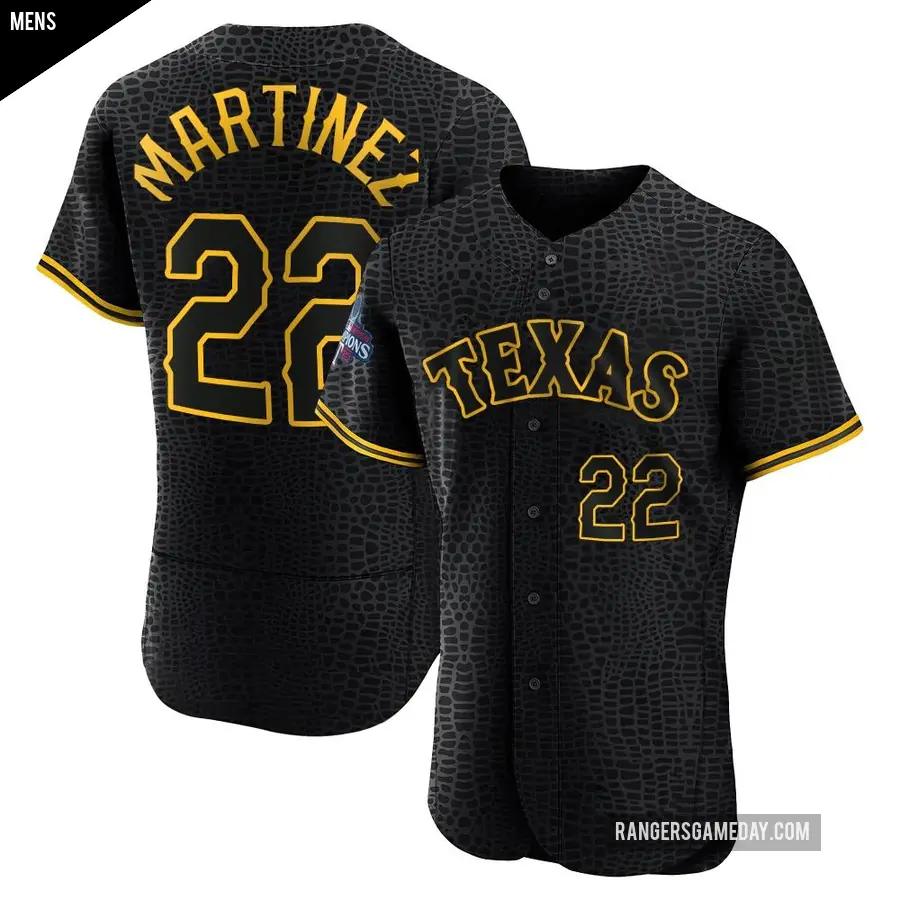 Men's Texas Rangers ＃22 Nick Martinez Authentic Black Snake Skin City 2023 World Series Champions Jersey