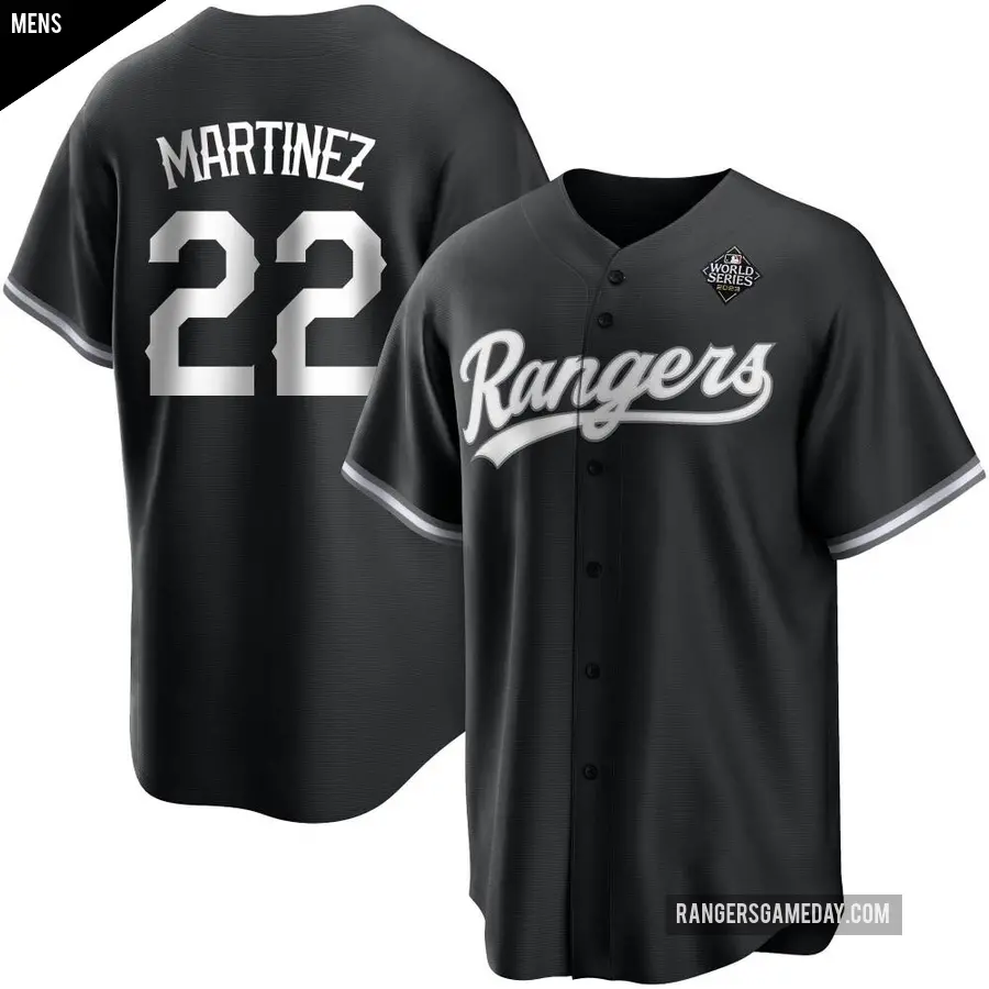 Men's Texas Rangers ＃22 Nick Martinez Replica White Black 2023 World Series Jersey