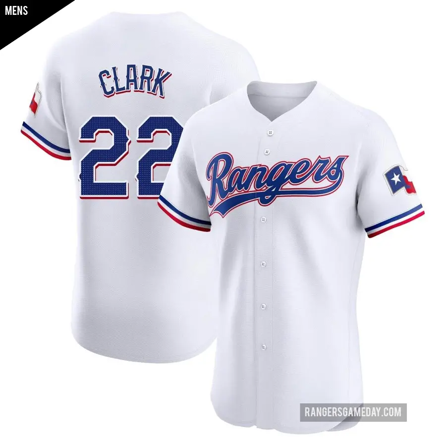 Men's Texas Rangers ＃22 Will Clark Elite White Home Jersey