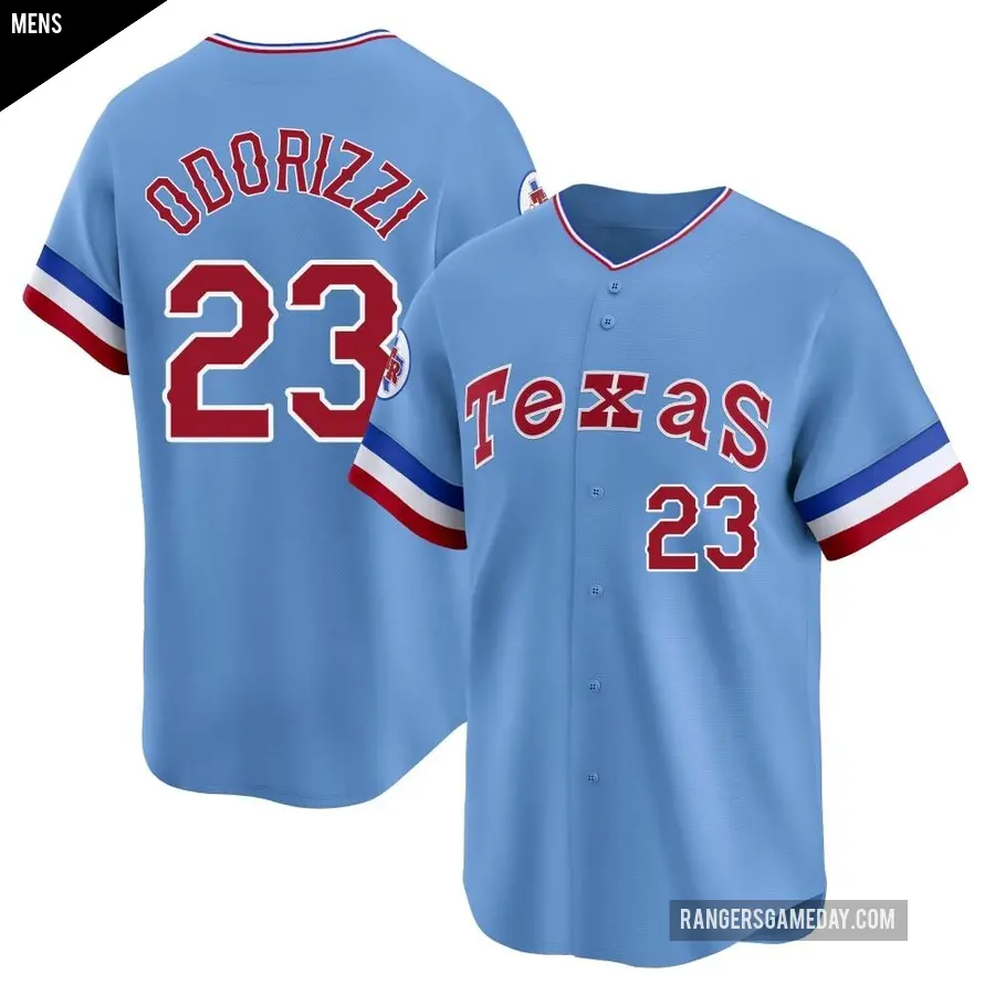 Men's Texas Rangers ＃23 Jake Odorizzi Limited Light Blue Cooperstown Collection Jersey