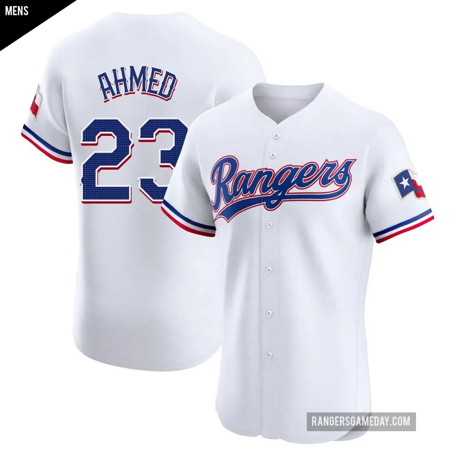 Men's Texas Rangers ＃23 Nick Ahmed Elite White Home Jersey