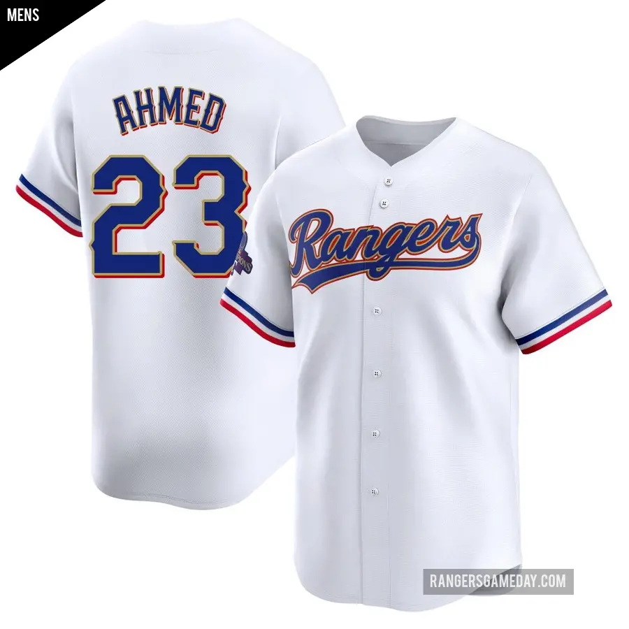 Men's Texas Rangers ＃23 Nick Ahmed Limited Gold White 2024 Collection Jersey