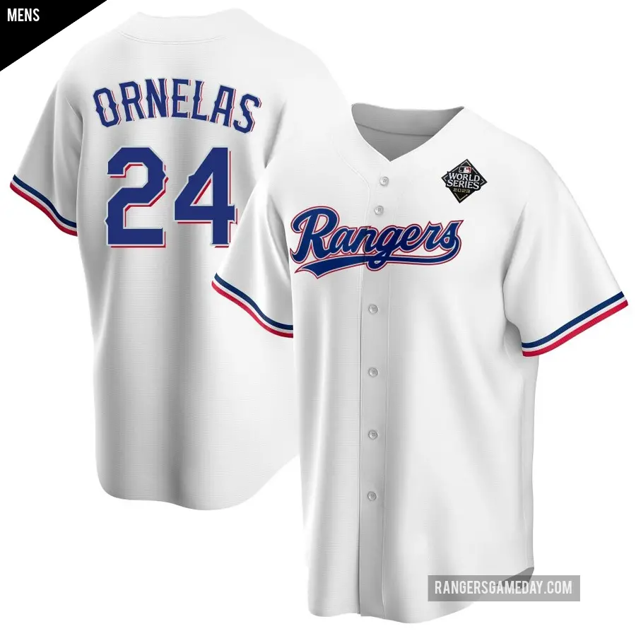 Men's Texas Rangers ＃24 Jonathan Ornelas Replica White Home 2023 World Series Jersey