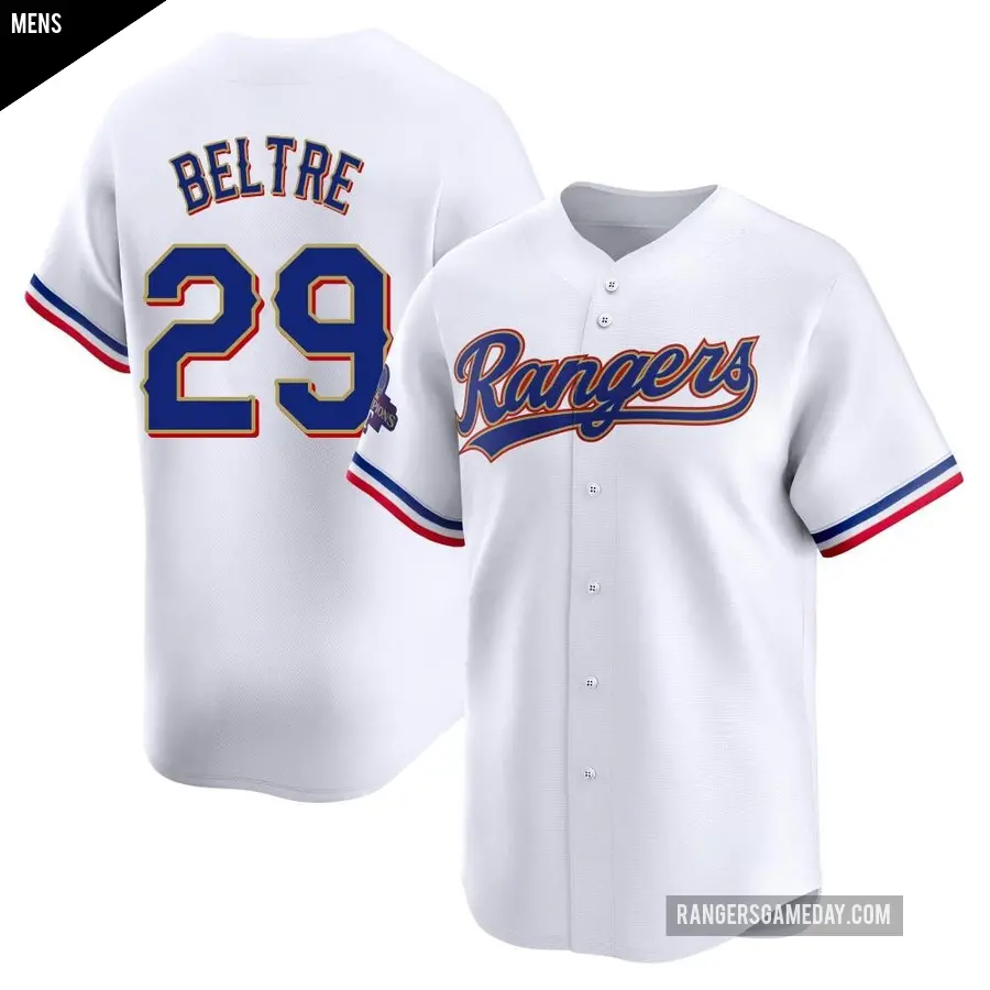 Men's Texas Rangers ＃29 Adrian Beltre Limited Gold White 2024 Collection Jersey