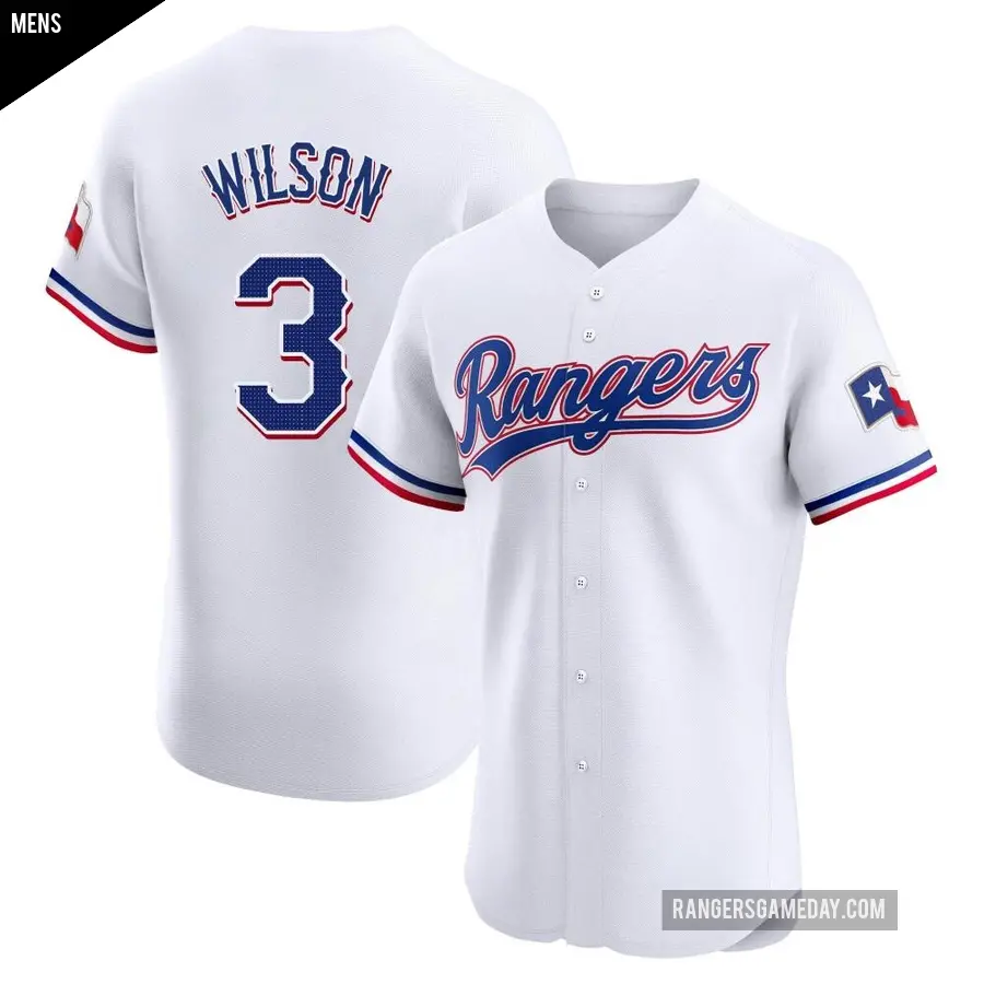 Men's Texas Rangers ＃3 Russell Wilson Elite White Home Jersey