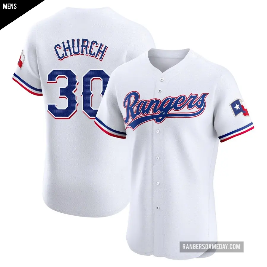 Men's Texas Rangers ＃30 Marc Church Elite White Home Jersey