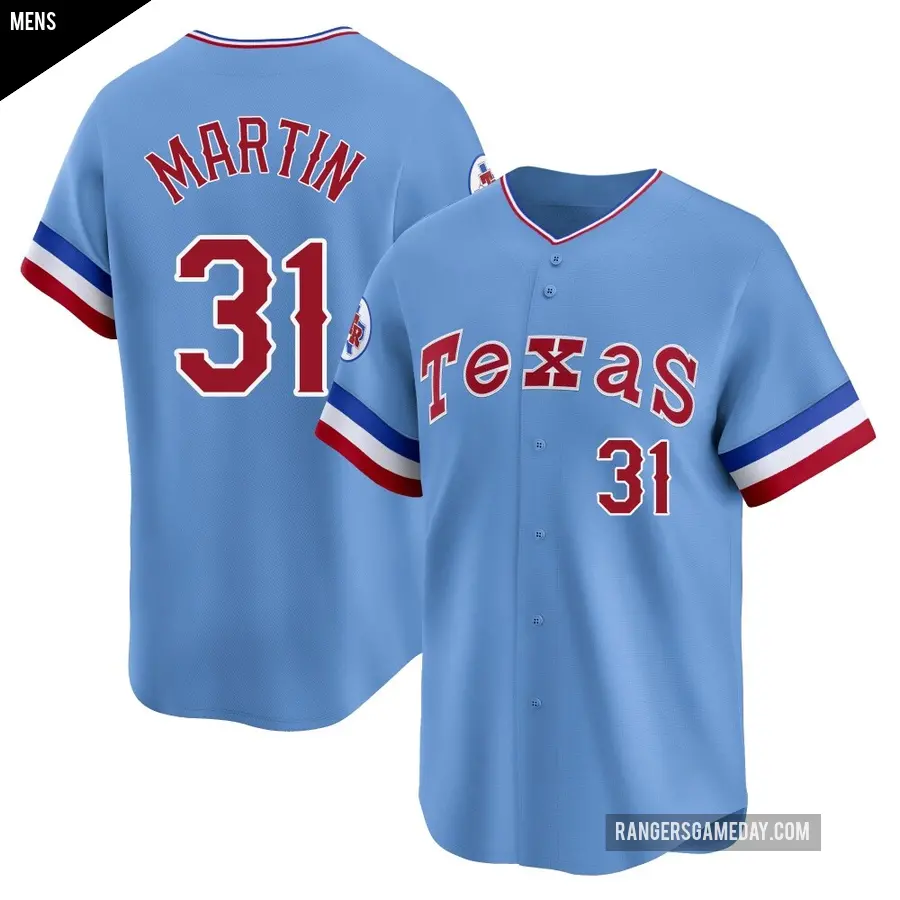 Men's Texas Rangers ＃31 Chris Martin Limited Light Blue Cooperstown Collection Jersey