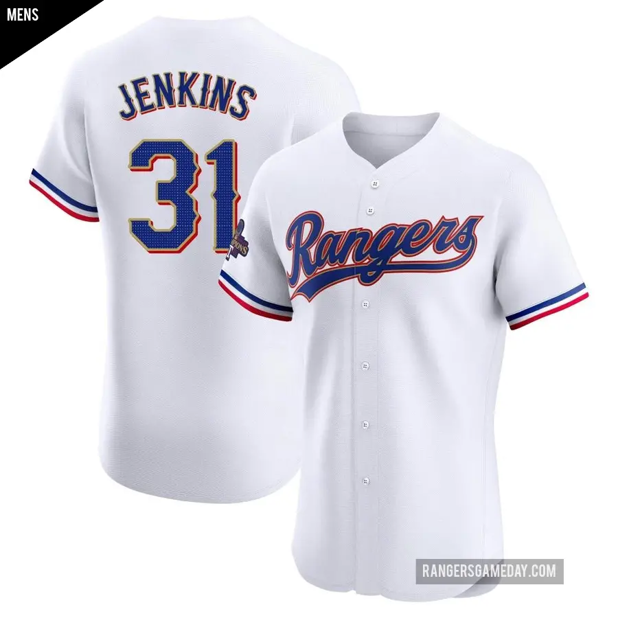 Men's Texas Rangers ＃31 Ferguson Jenkins Elite Gold White 2024 Collection Jersey