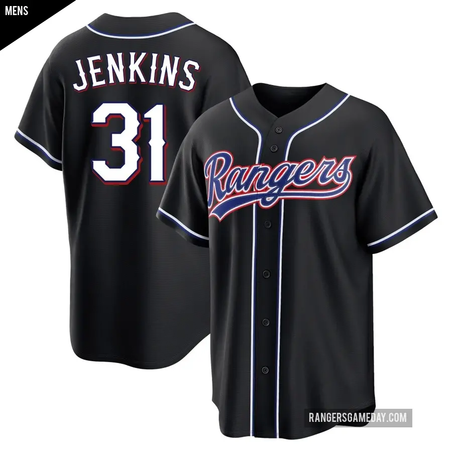 Men's Texas Rangers ＃31 Ferguson Jenkins Replica Black Fashion Out Jersey