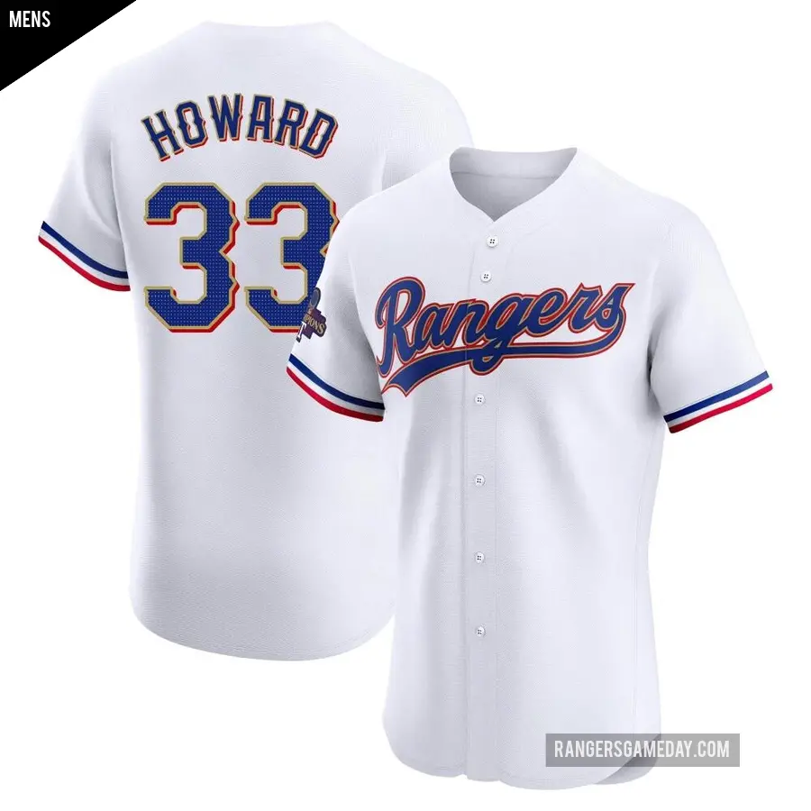 Men's Texas Rangers ＃33 Frank Howard Elite Gold White 2024 Collection Jersey