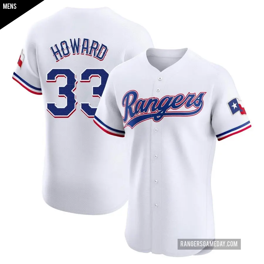 Men's Texas Rangers ＃33 Frank Howard Elite White Home Jersey
