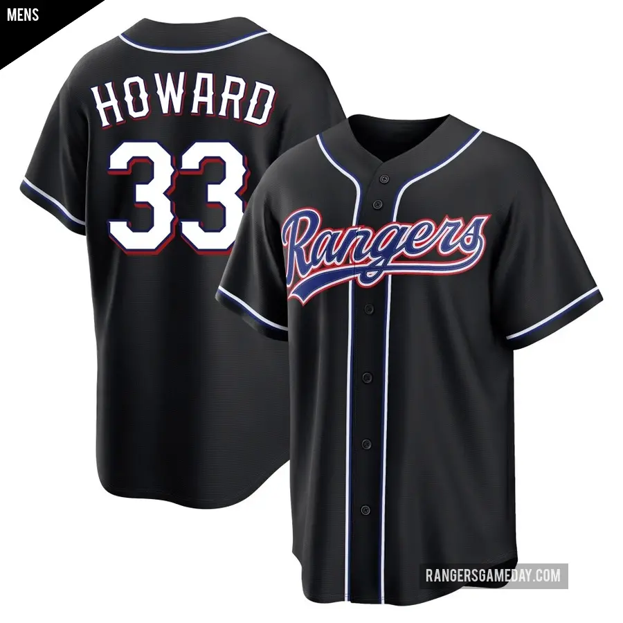 Men's Texas Rangers ＃33 Frank Howard Replica Black Fashion Out Jersey