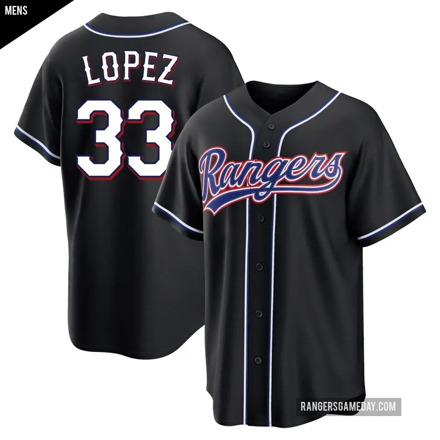 Men's Texas Rangers ＃33 Nicky Lopez Replica Black Fashion Out Jersey
