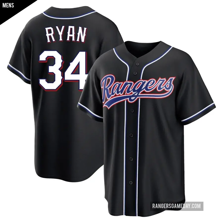 Men's Texas Rangers ＃34 Nolan Ryan Replica Black Fashion Out Jersey