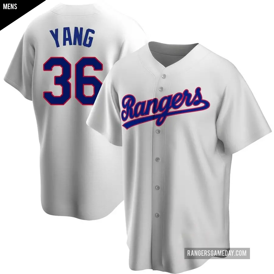 Men's Texas Rangers ＃36 Hyeon-Jong Yang Replica White Home Cooperstown Collection Jersey