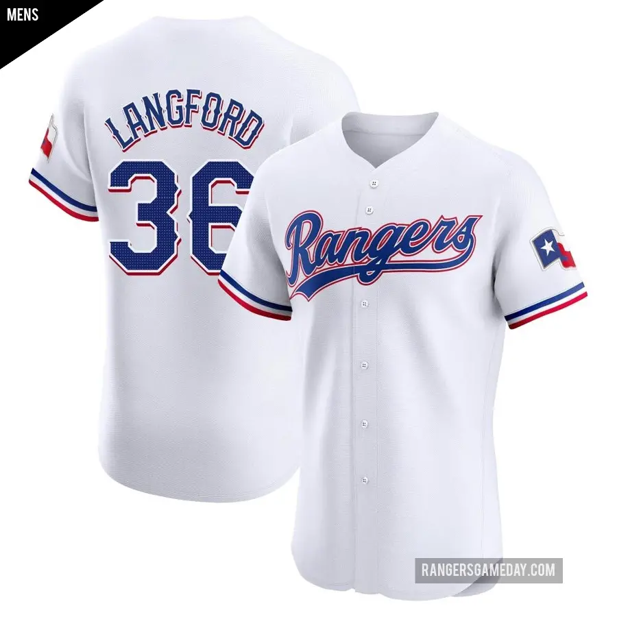 Men's Texas Rangers ＃36 Wyatt Langford Elite White Home Jersey