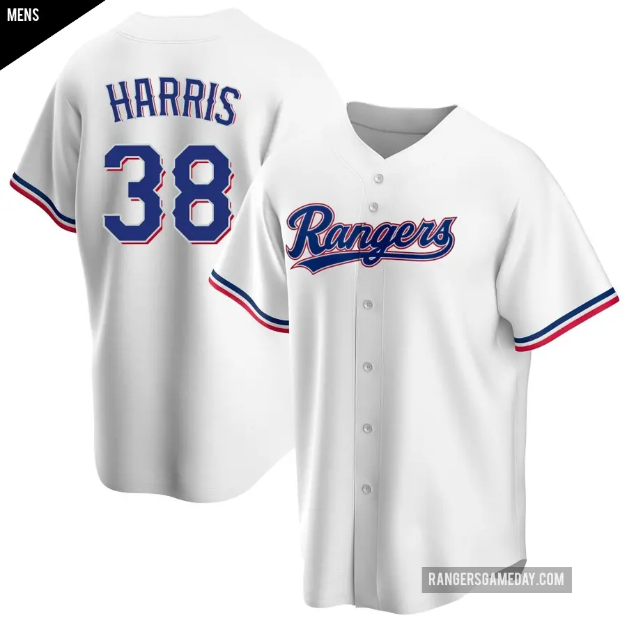 Men's Texas Rangers ＃38 Dustin Harris Replica White Home Jersey