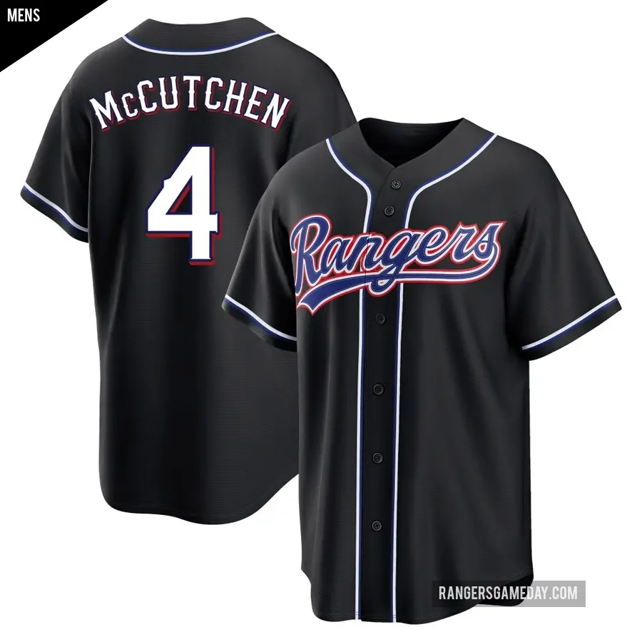 Men's Texas Rangers ＃4 Andrew McCutchen Replica Black Fashion Out Jersey
