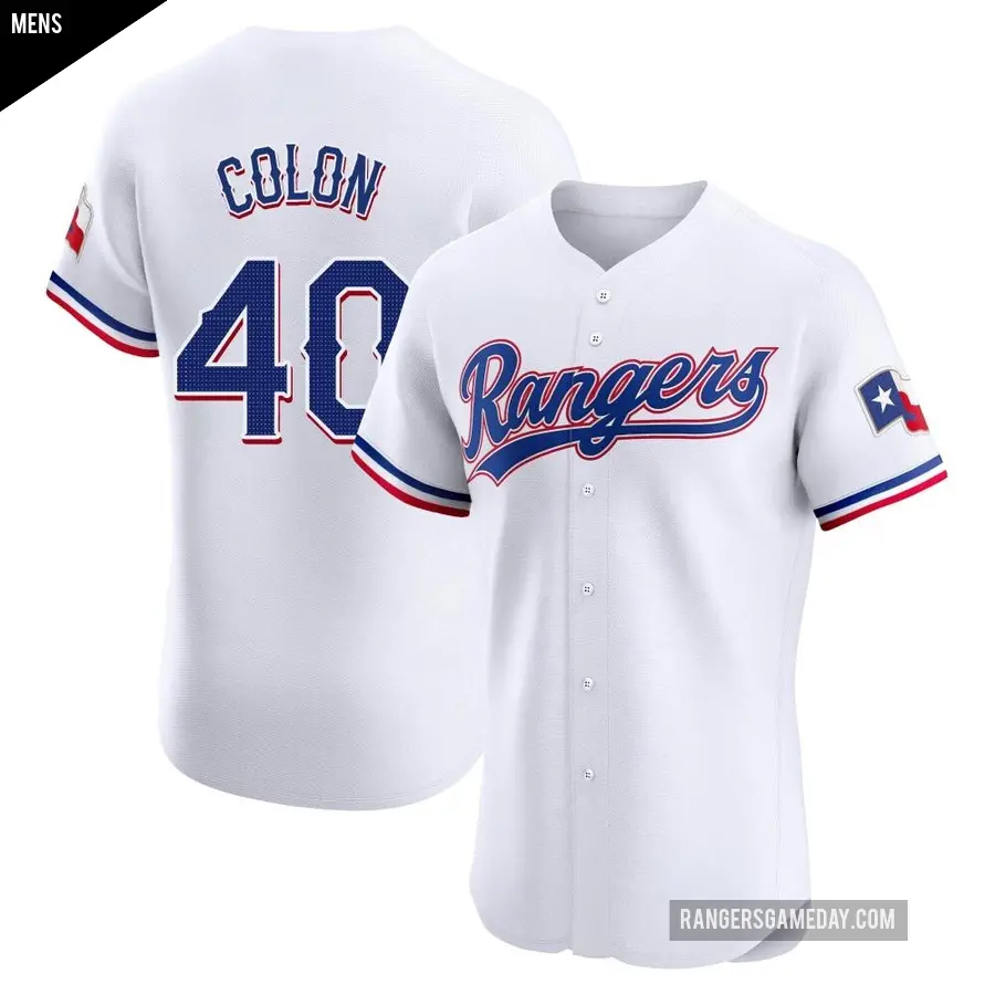Men's Texas Rangers ＃40 Bartolo Colon Elite White Home Jersey