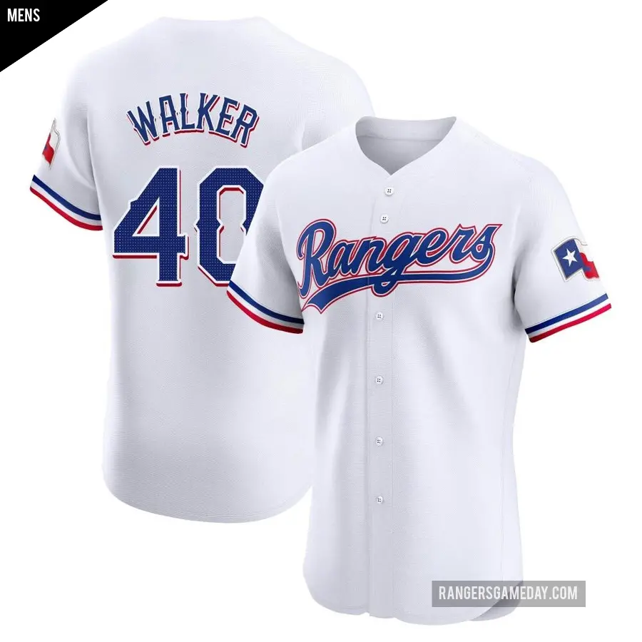 Men's Texas Rangers ＃40 Steele Walker Elite White Home Jersey