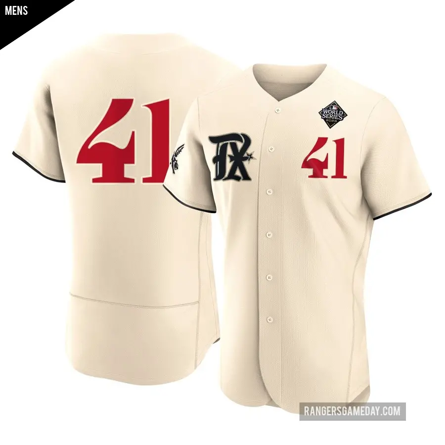 Men's Texas Rangers ＃41 Hoby Milner Authentic Cream 2023 City Connect 2023 World Series Jersey