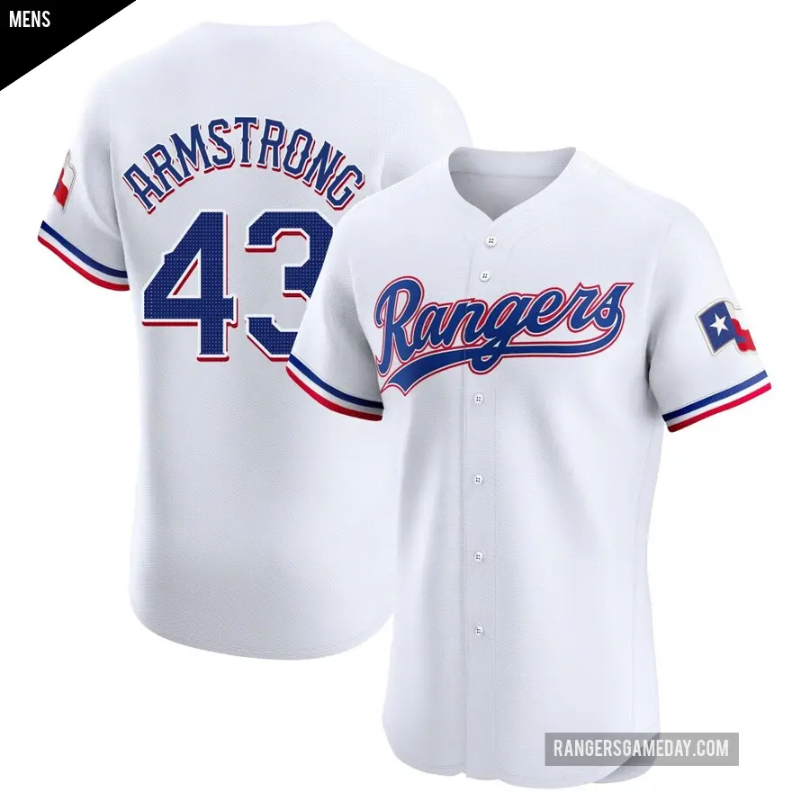 Men's Texas Rangers ＃43 Shawn Armstrong Elite White Home Jersey