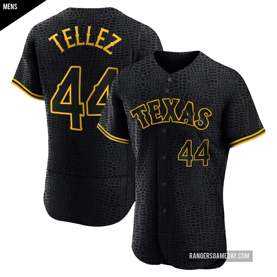 Men's Texas Rangers ＃44 Rowdy Tellez Authentic Black Snake Skin City Jersey