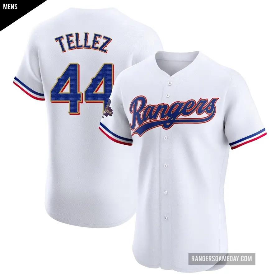 Men's Texas Rangers ＃44 Rowdy Tellez Elite Gold White 2024 Collection Jersey