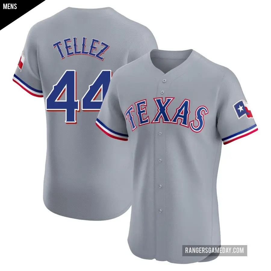 Men's Texas Rangers ＃44 Rowdy Tellez Elite Gray Road Jersey