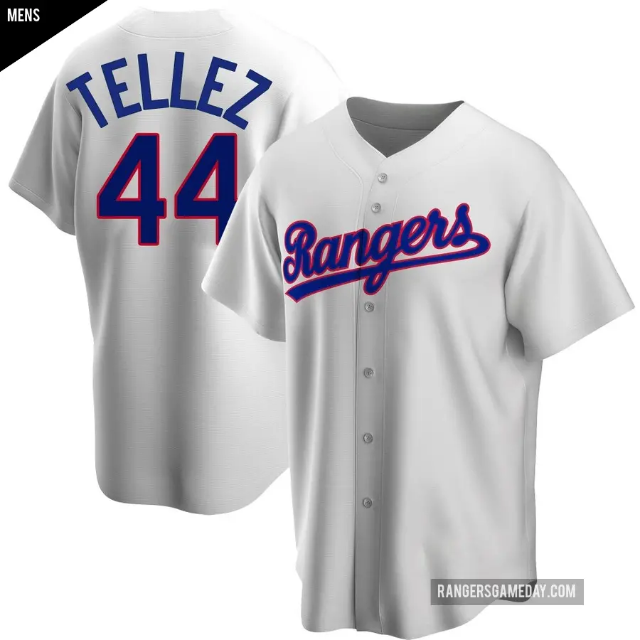 Men's Texas Rangers ＃44 Rowdy Tellez Replica White Home Cooperstown Collection Jersey