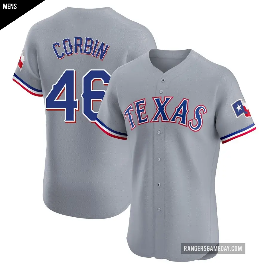 Men's Texas Rangers ＃46 Patrick Corbin Elite Gray Road Jersey