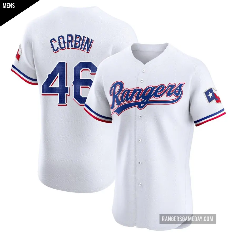 Men's Texas Rangers ＃46 Patrick Corbin Elite White Home Jersey